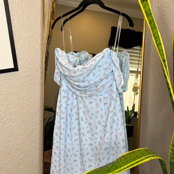 RARE HOUSE OF CB 'Bellina' Blue Floral Corset Midi Dress NWOT - Picture 12 of 12